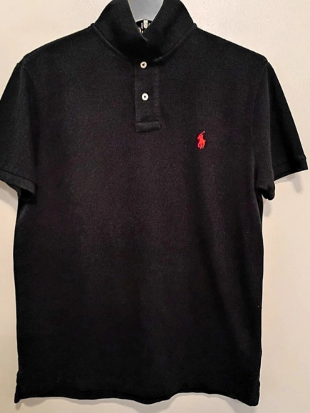 Polo Ralph Lauren Custom Slim Fit Cotton Mesh Polo Shirt Black Size Medium
